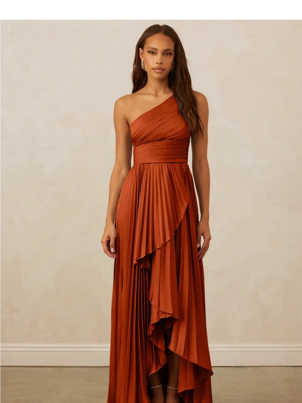 Azazie Christian siriano bridesmaid dress Paprika One-Shoulder A-Line